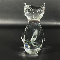 Art Glass Owl Figurine - Crystal Clear