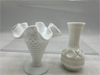 Mini milk glass vases
