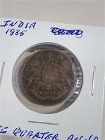 1835 India One Quarter Anna VG8