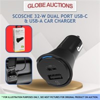 SCOSCHE 32-W DUAL PORT USB-C & USB-A CAR CHARGER