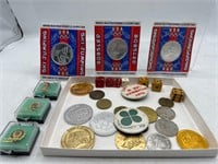 Vintage tokens dice & pins