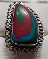 MULTI COLOR SETTING RING MARKED 925 SZ 8