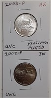 UNC STATE QUARTERS-02-P IN, 03-P AR PLATINUM PL