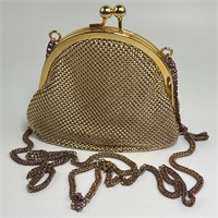 1980s Whiting and Davis Gold Mesh Evening Bag