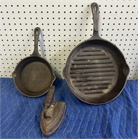 WAGNERS OLD MOUTIAN FRYING PANS IRON CAST IRON