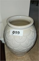 13" TALL POTTERY WHITE COLOR FLOOR VASE