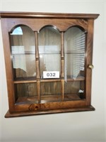 20 X 20 WALL MOUNT WOOD GLASS CURIO CABINET