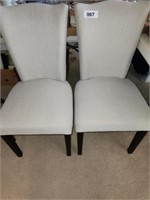 2 UPHOLSTERD FABRIC DINING TABLE CHAIRS- 1 LOOSE