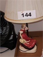 LADY IN RED PORCELAIN FIGURE TABLE LAMP