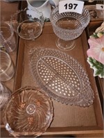 4 PC. VARIOUS GLASS DIVIDED DISH  COMPOTES