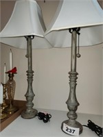 PAIR DISTRESSED LOOK CANDLESTICK LAMPS