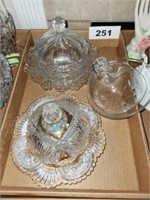 3 GLASS COVERED CHEESE DISHES