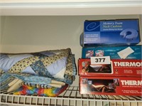 CONTENTS OF SHELF- THERMO HEAT PACKS & BLANKETS