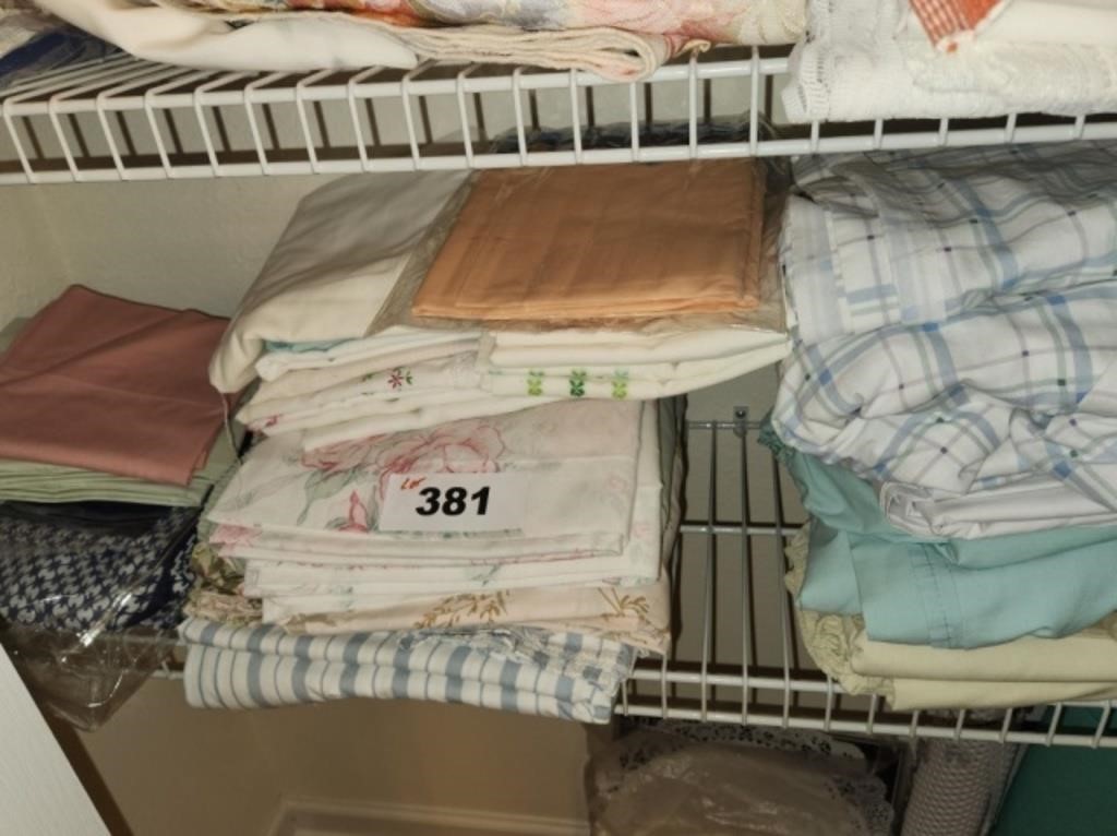 CONTENTS OF SHELF- VARIOUS BED LINENS