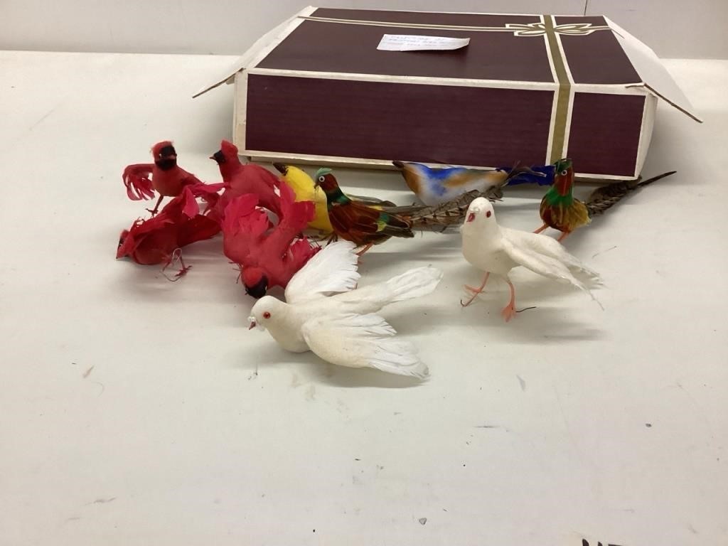 Collection of 10 Christmas, bird decorations
