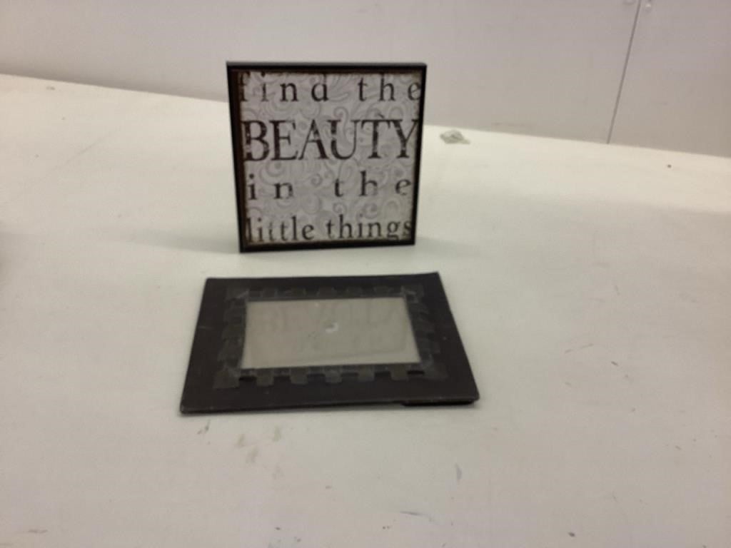 Antique pewter frame, and a new. Plaque
