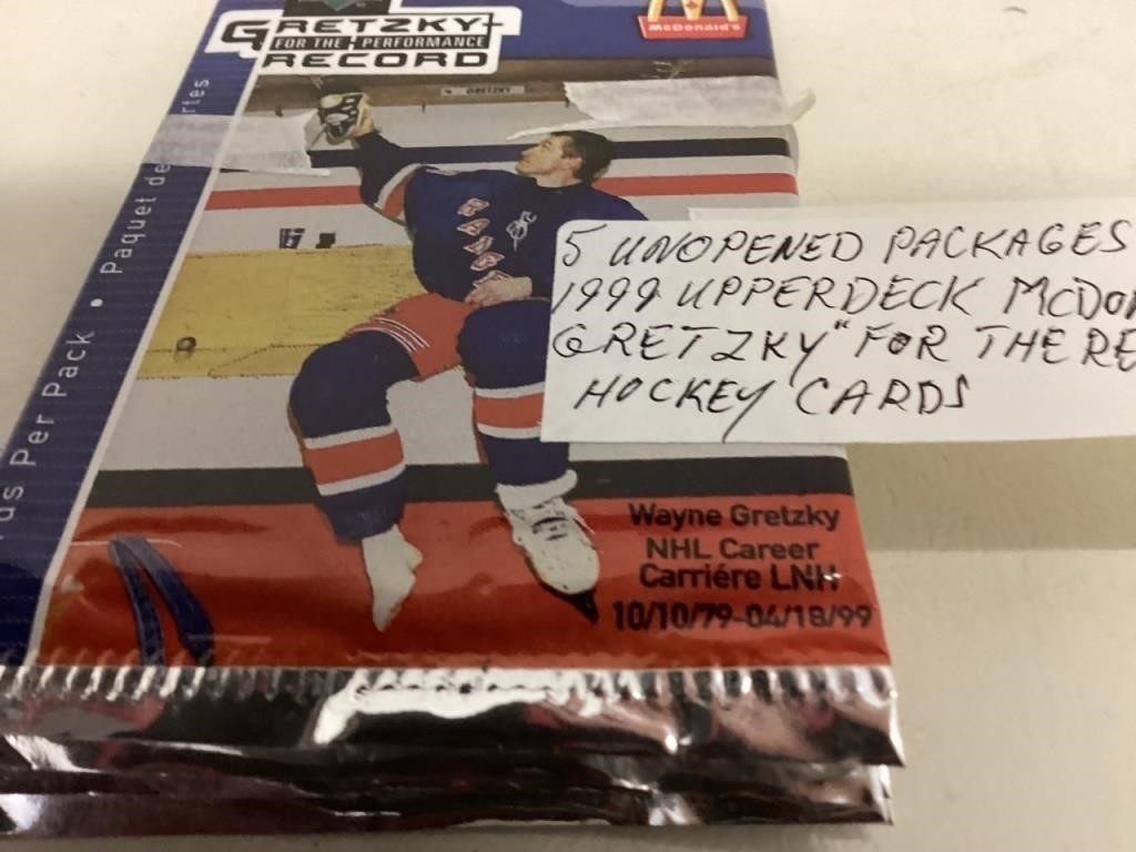 Five unopened packages of Gretzky for the record h