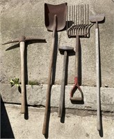 Pitch Fork, Pick Axe, Shovel, Sledge Hammer