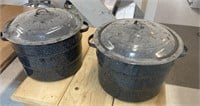 2 Granite Ware Water Bath Canner w/ Jar Rack