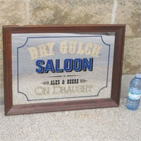 Vintage Dry Gulch Saloon Mirrored Bar Sign