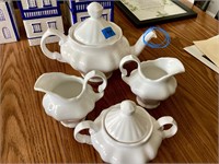 4-pc white ceramic tea set, as is