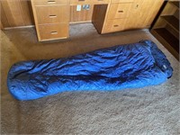 Blue Down Filled Mummy Sleeping Bag w/Bag