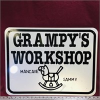 "Grampy's Workshop" Large Metal Sign
