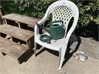 Plastic Lawn Chair, Watercan & Sprinkler