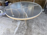 Round Patio Table w/Glass Top, 48"Dia.X26.5"T,