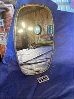 Vintage Wall Mirror, 13.75" X 8", Metal Frame