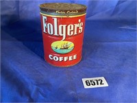 Vintage Folger's Coffee Can w/Lid & Key
