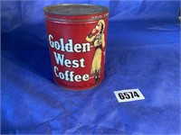Vintage Golden West Coffee Can, 2 LB. w/Lid