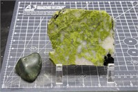 Green Jade Piece And Moss Agate Slab, 7oz