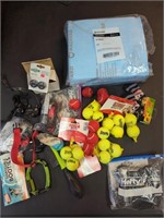 Collection of pet supplies and collars