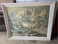 Winter Mountain Scenic Picture Wood Frame