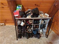 Show rack and assortment of shoes