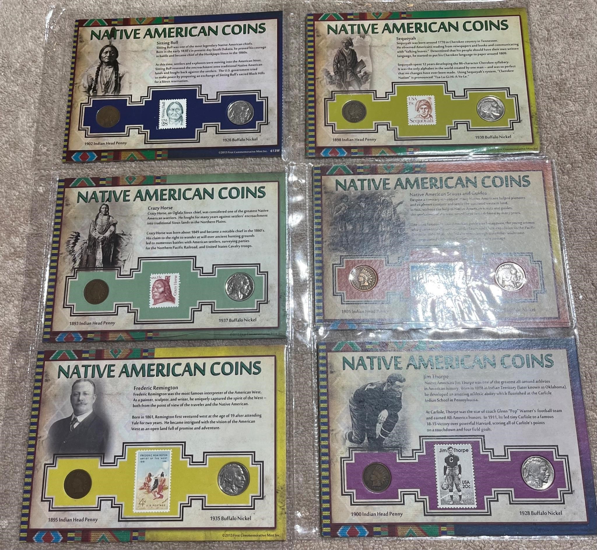 (6) Native American Coins/Stamps Sets