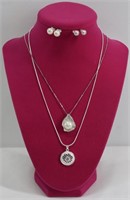 4pc .925 & Pearl Necklaces, Pendants, Earrings