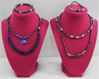 6pc Hematite Beaded / Stone Necklaces / Bracelets