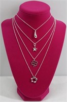 4pc .925 Silver Chains & Pendant Necklaces