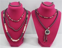 7pc Hematite Beaded / Stone Necklaces / Bracelets