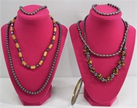 7pc Hematite Beaded Necklaces & Bracelets