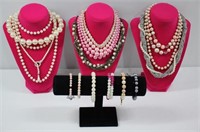 15pc Assorted Faux Pearl Necklaces & Bracelets