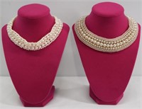 2pc Vintage Faux Pearl Collar Necklaces