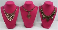 3pc Beaded Statement Collar Necklaces