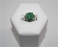 New Electro Plated Green Stone Fashion Ring sz 7.5