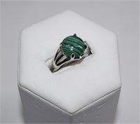 New Electro Plated Green Stone Fashion Ring sz 8.5