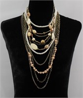 3pc Long Layered Beaded / Stone Necklaces