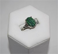 New Electro Plated Green Stone Fashion Ring sz 9