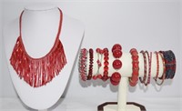 13pc Beaded Curtain Necklace & Bracelets / Bangles